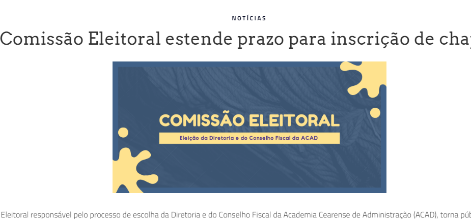 Comissão Eleitoral estende prazo para inscrição de chapas